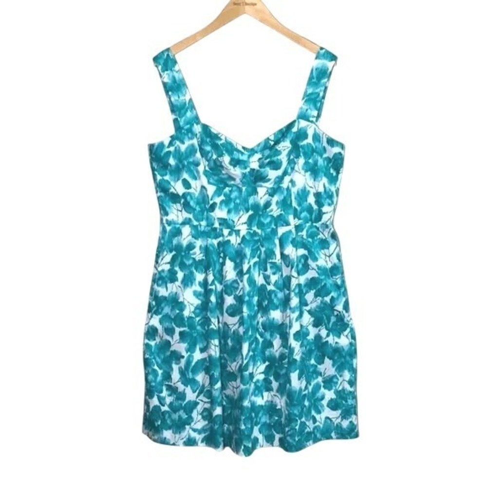 DONNA RICCO New York Size 16 Watercolor Artsy‎ Coquette Pleated A-line Dress